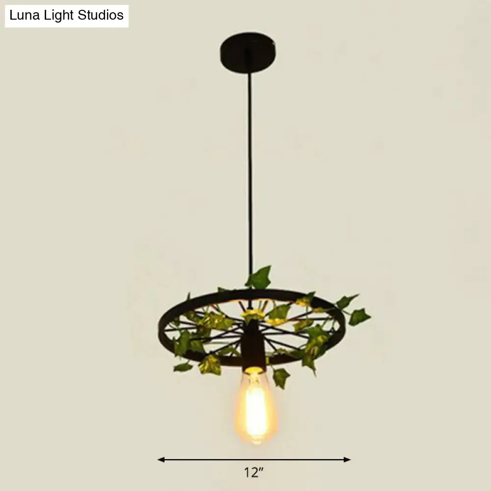 Industrial Metal Wheel Shaped Pendulum Pendant Light for Restaurants