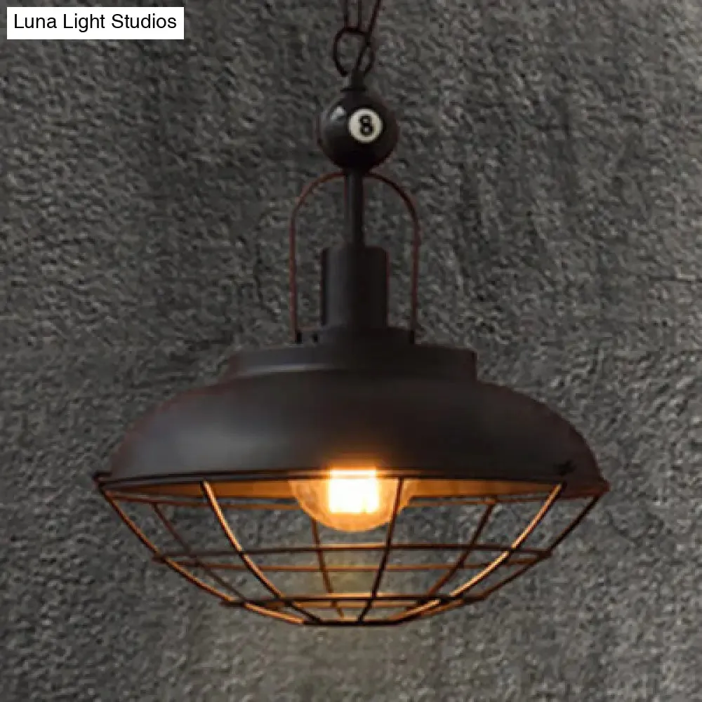 Industrial-Style Black Wire Cage Pendant Lamp - Perfect for Restaurants