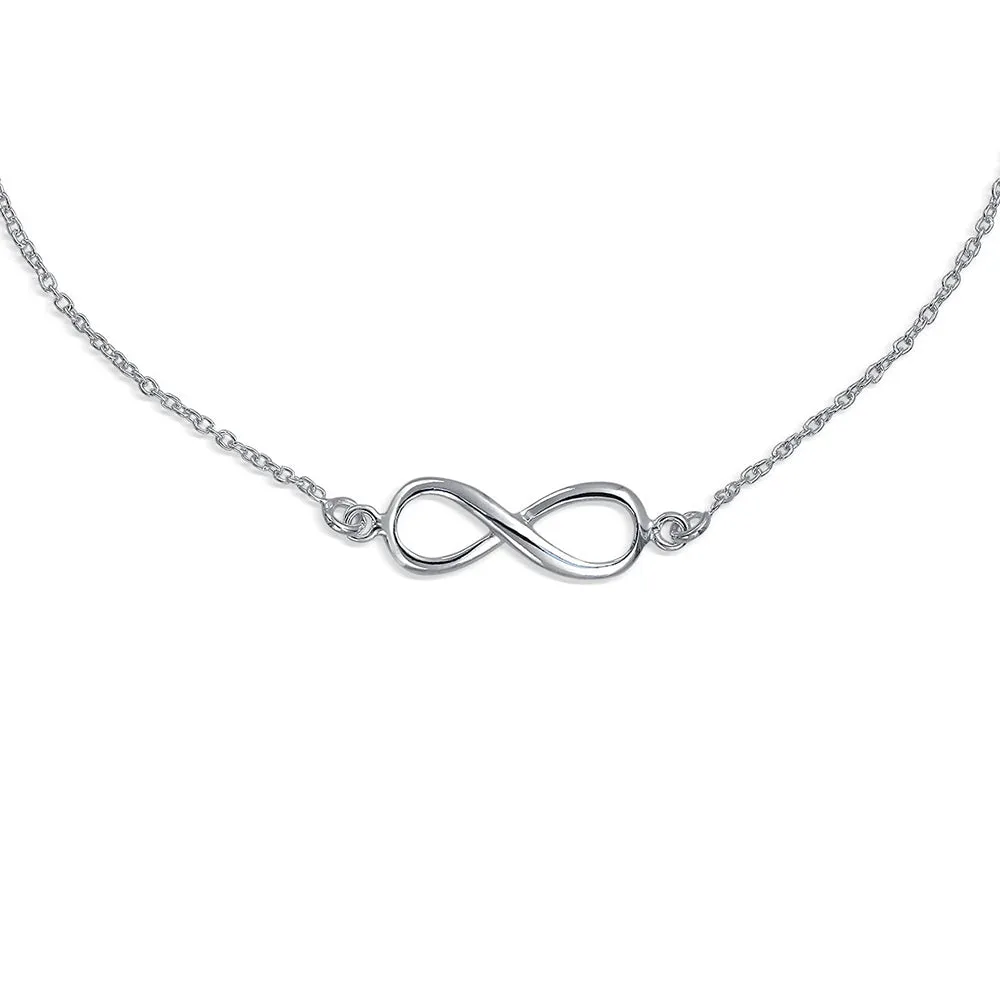 Infinity Love Knot Charm Anklet Ankle Bracelet Sterling Silver 9-10 Inch