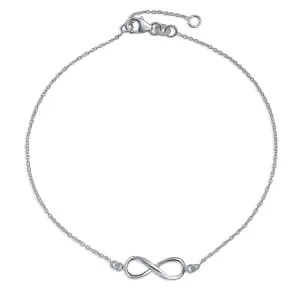 Infinity Love Knot Charm Anklet Ankle Bracelet Sterling Silver 9-10 Inch