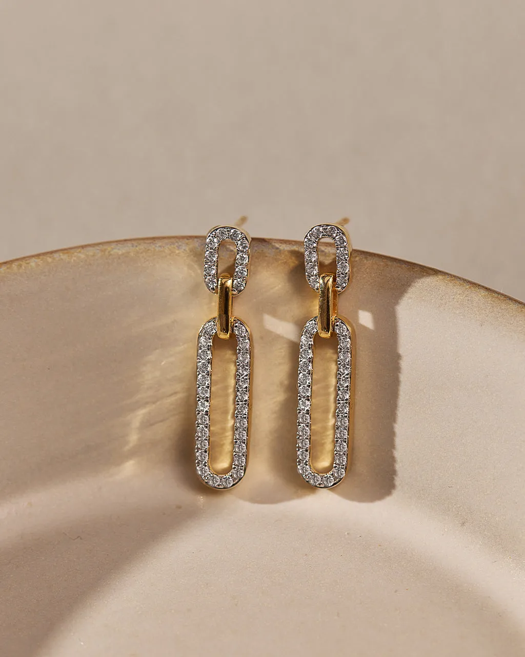 Interlinked Paperclip Diamond Drop Earrings