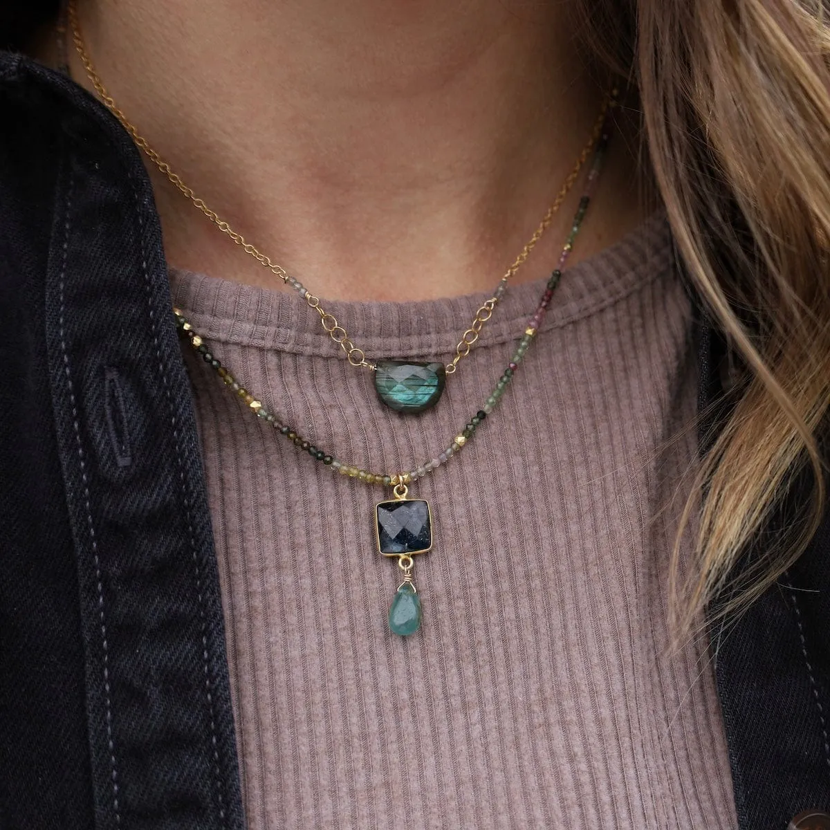 Labradorite Half Moon Necklace