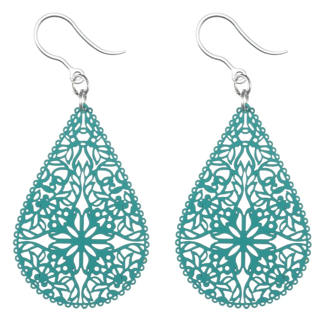 Lacey Teardrop Dangles Hypoallergenic Earrings for Sensitive Ears Made with Plastic Posts