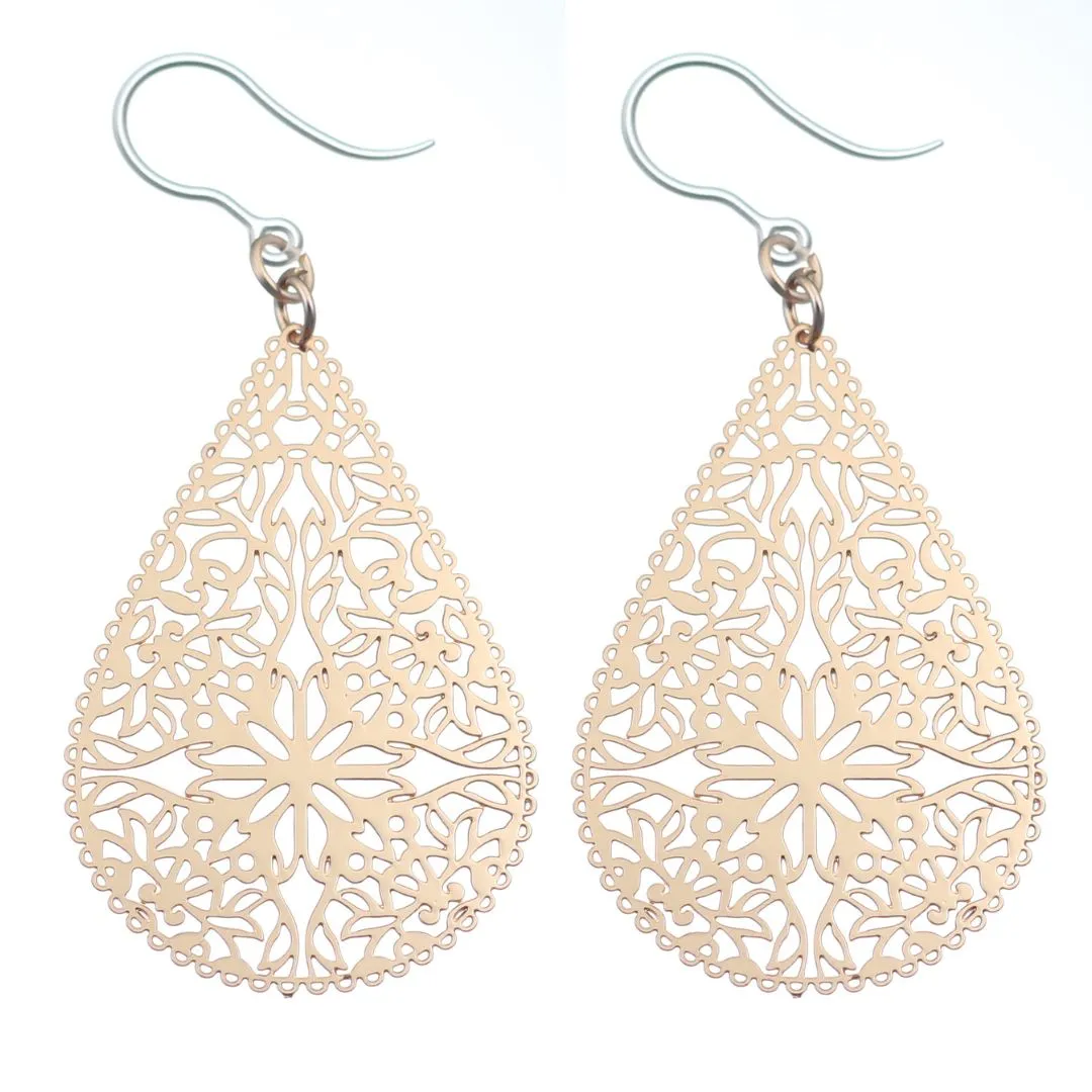 Lacey Teardrop Dangles Hypoallergenic Earrings for Sensitive Ears Made with Plastic Posts