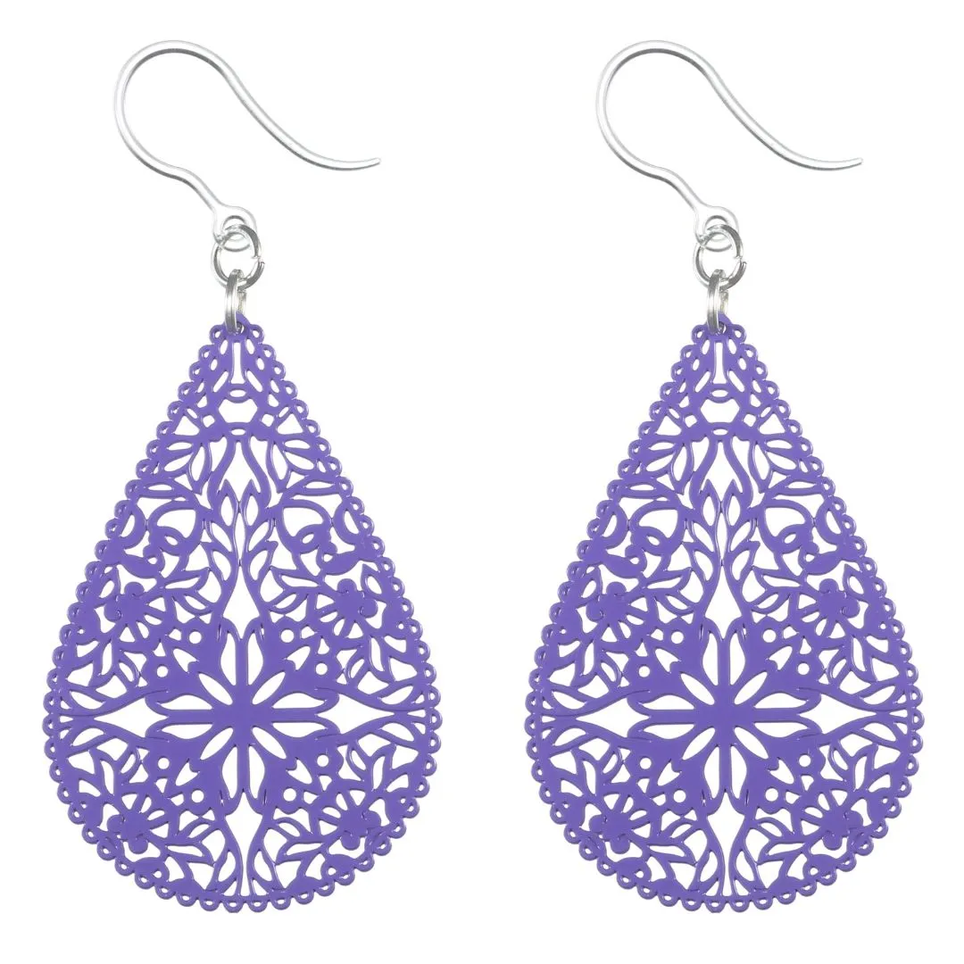 Lacey Teardrop Dangles Hypoallergenic Earrings for Sensitive Ears Made with Plastic Posts