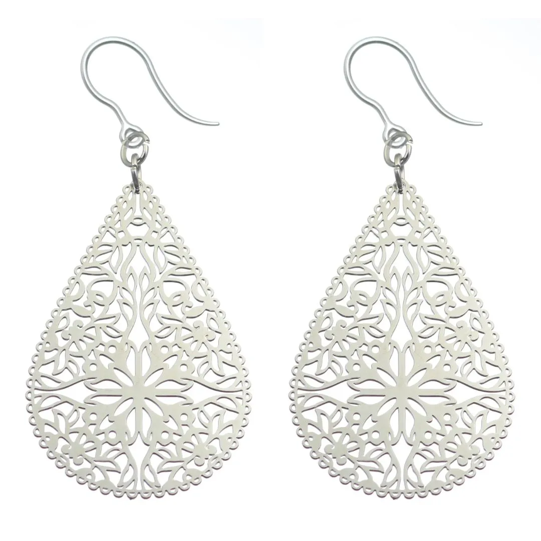 Lacey Teardrop Dangles Hypoallergenic Earrings for Sensitive Ears Made with Plastic Posts