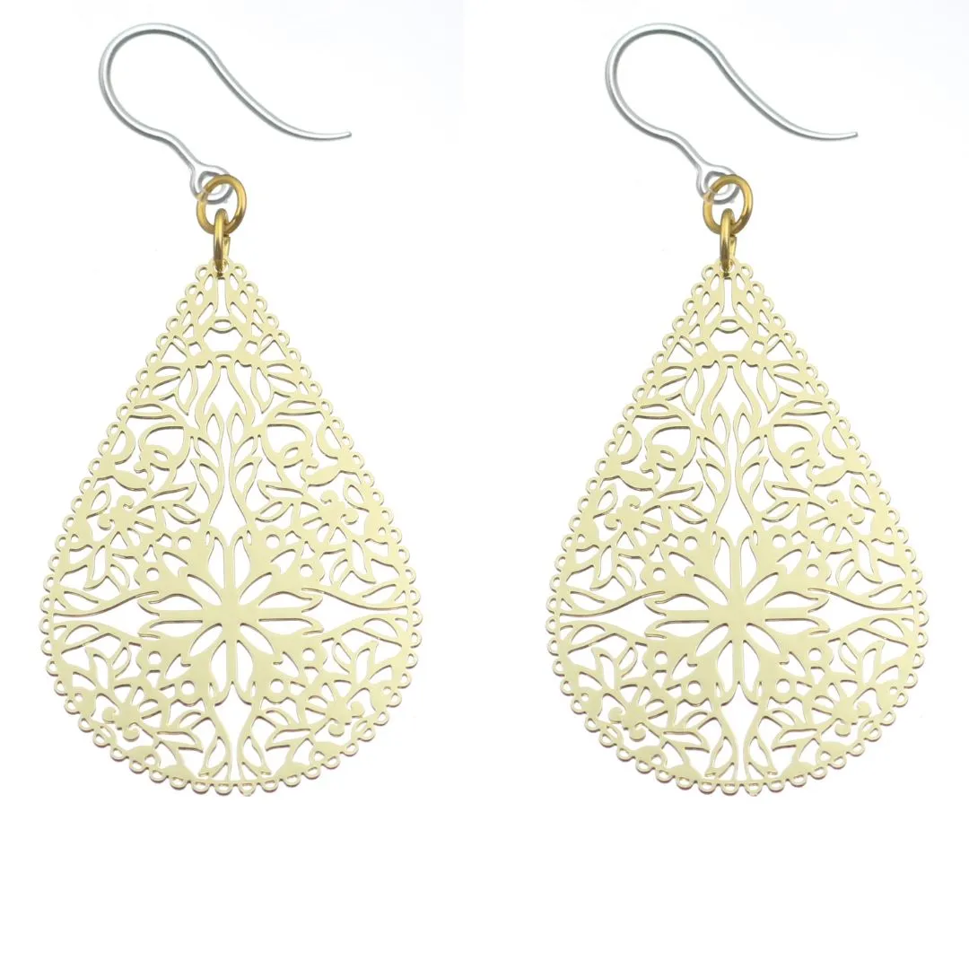 Lacey Teardrop Dangles Hypoallergenic Earrings for Sensitive Ears Made with Plastic Posts