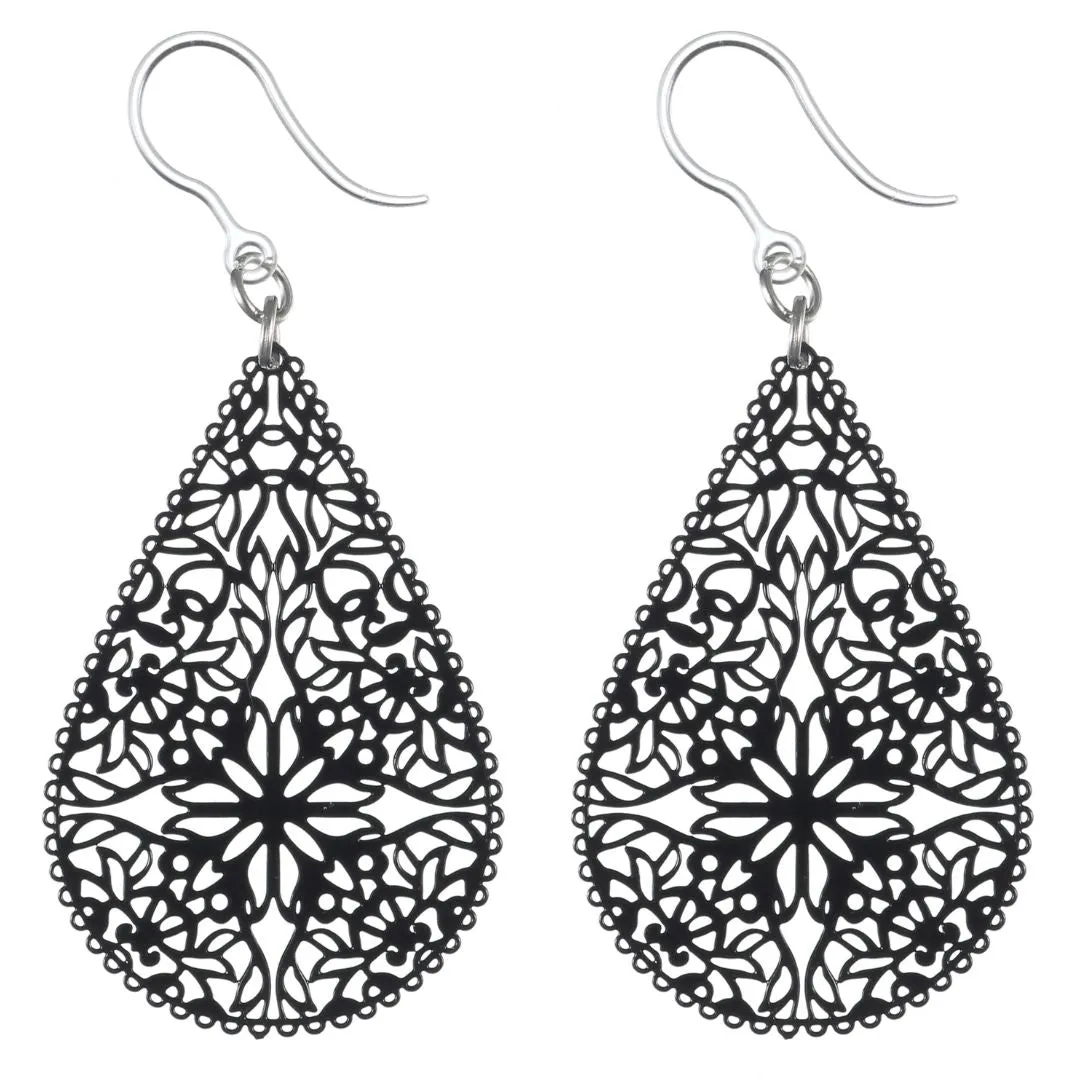 Lacey Teardrop Dangles Hypoallergenic Earrings for Sensitive Ears Made with Plastic Posts