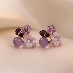 Lavender Crystal Mini Flower Stud Earring