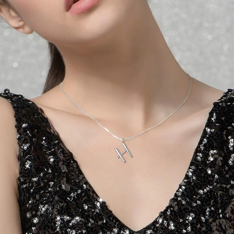 Letter Initial H Necklaces Pendant Women Girls Name Jewelry Gift 925 Sterling Silver