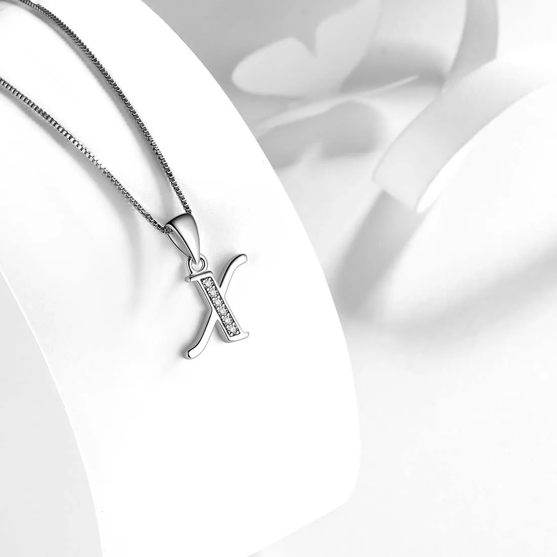 Letter X Initial Necklaces Pendant Women Men Name Jewelry Gift 925 Silver