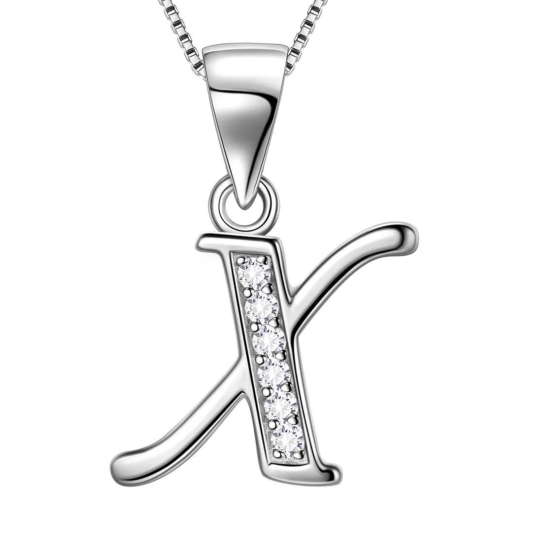 Letter X Initial Necklaces Pendant Women Men Name Jewelry Gift 925 Silver