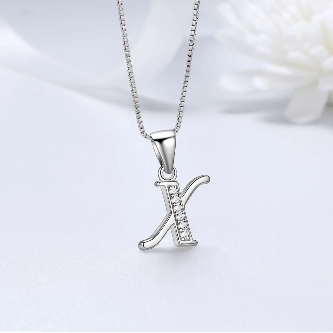 Letter X Initial Necklaces Pendant Women Men Name Jewelry Gift 925 Silver