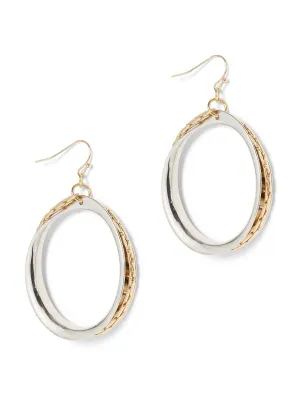 Link-Accent Hoop Drop Earring