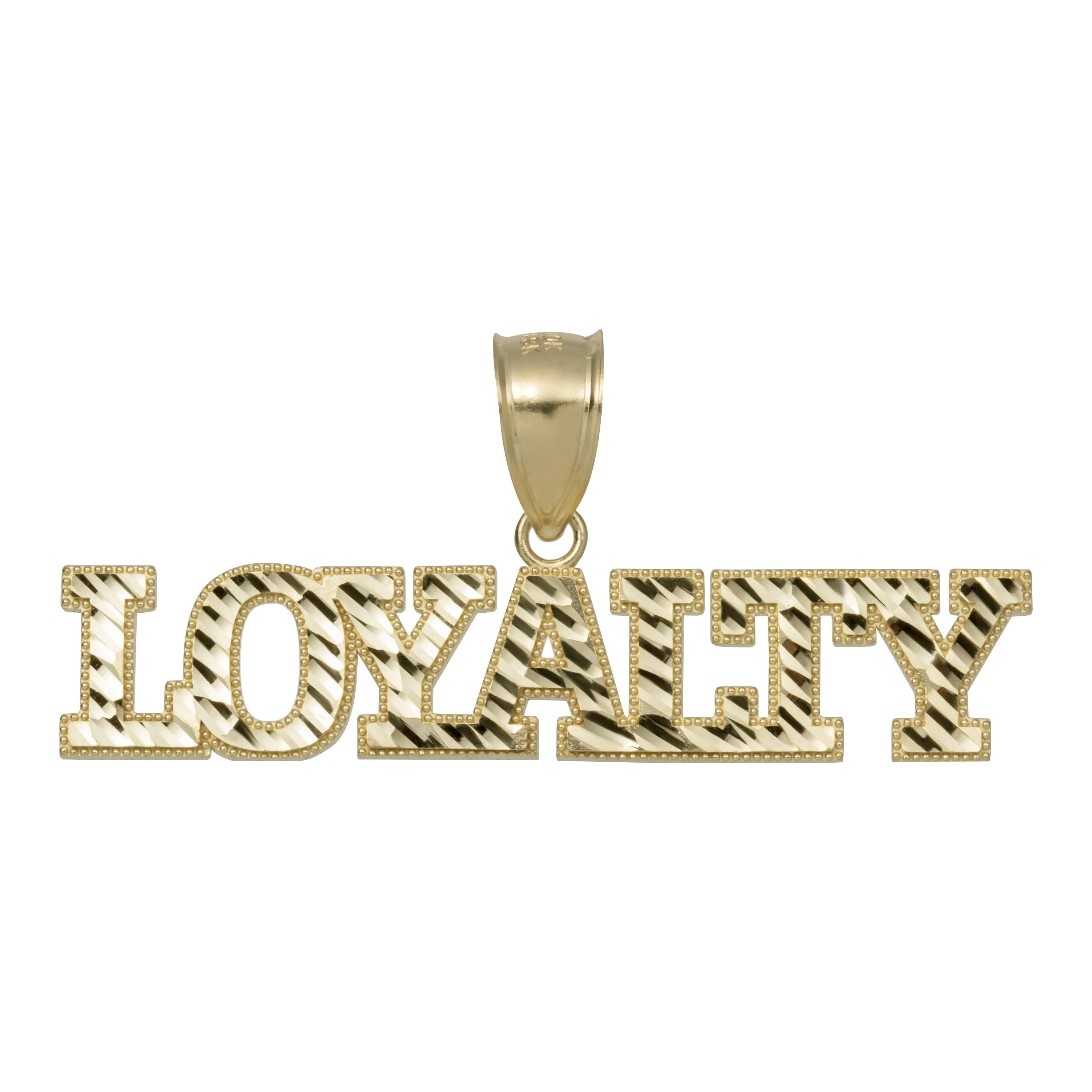 Loyalty Script Diamond Cut Pendant 10K Yellow Gold