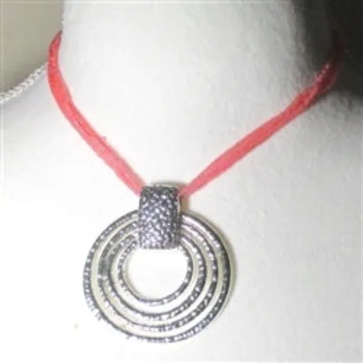 Melon Seed Bead Necklace with Hammered Antique Silver Pendant