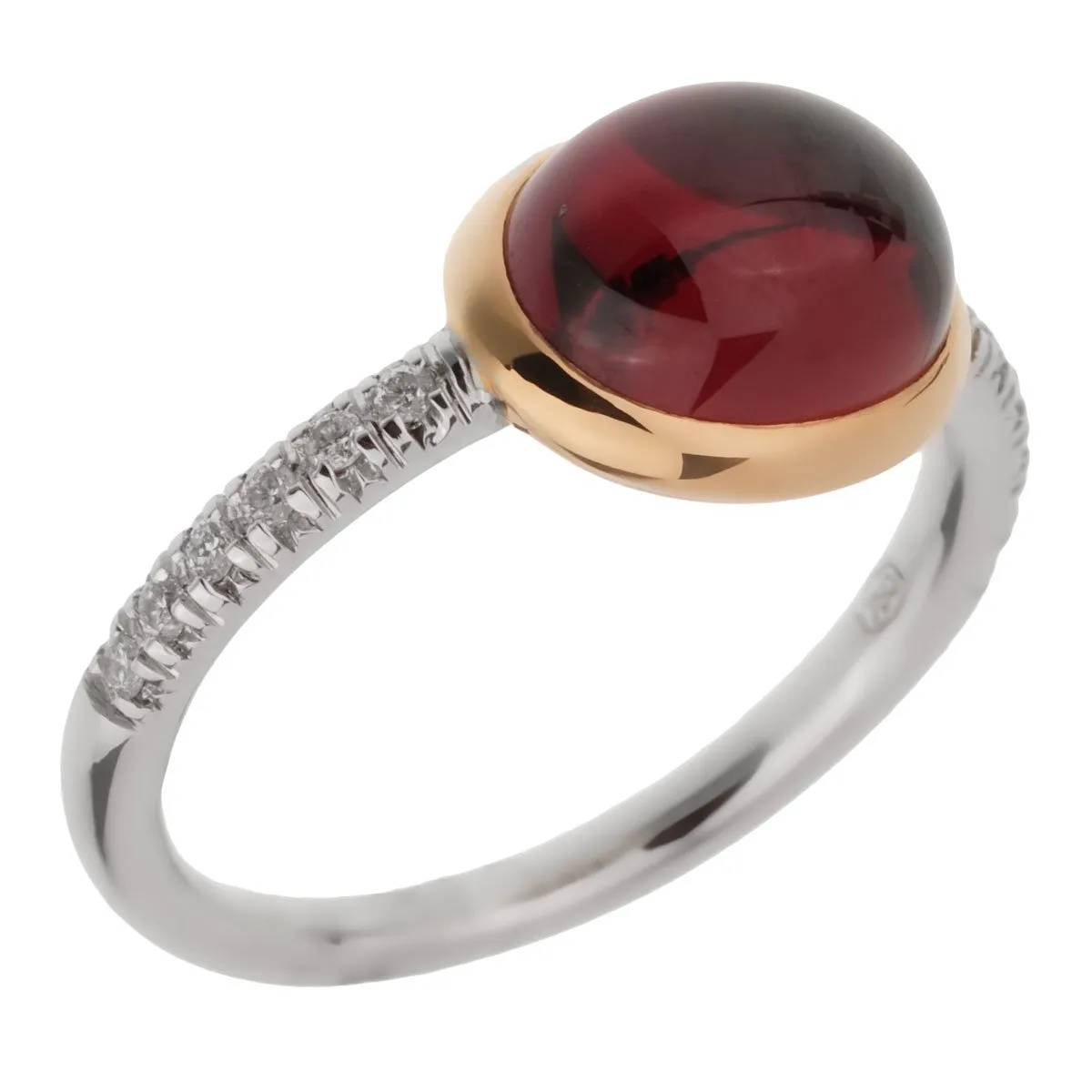 Mimi Milano Garnet Diamond White Gold Ring Sz 7.5