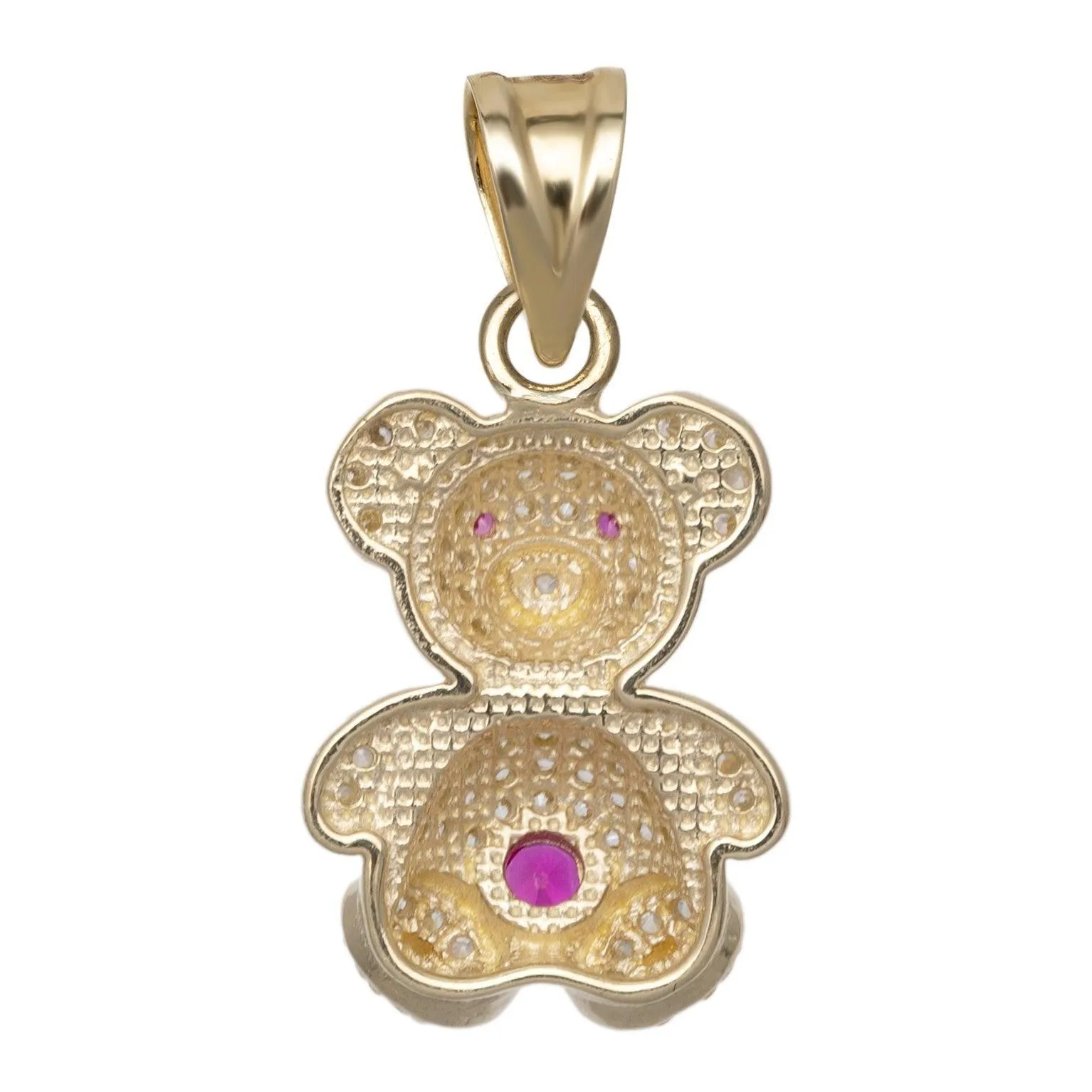 Mini CZ Teddy Bear Charm Pendant 10K Yellow Gold