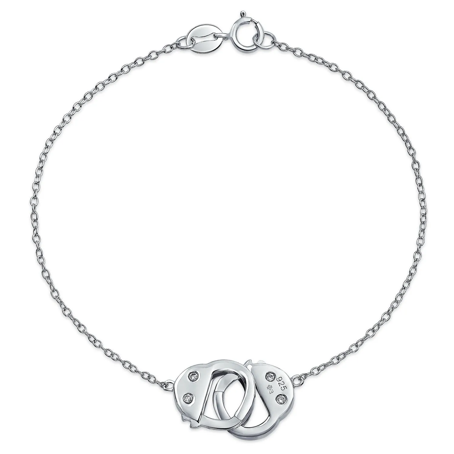 Minimalist Chain Link Bracelet for Couples with CZ Accent in Sterling Silver