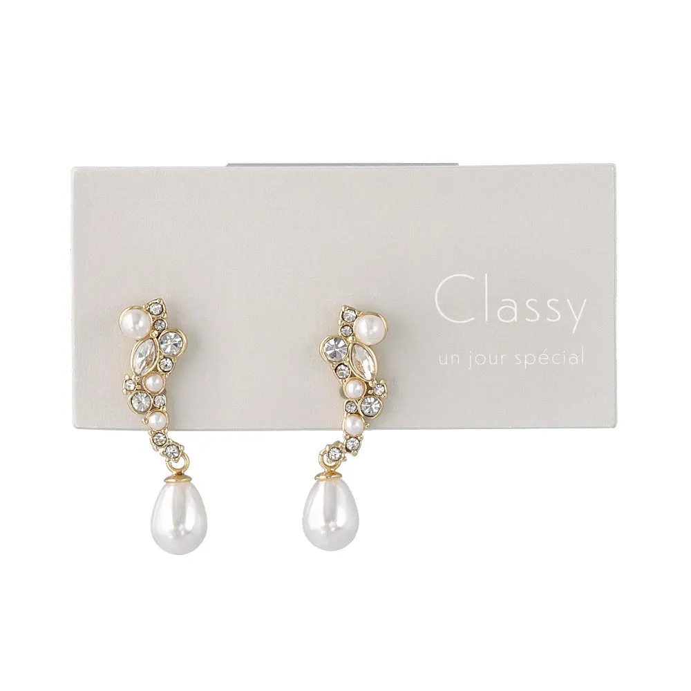 Mixed Ornate Pearl Drop Earrings