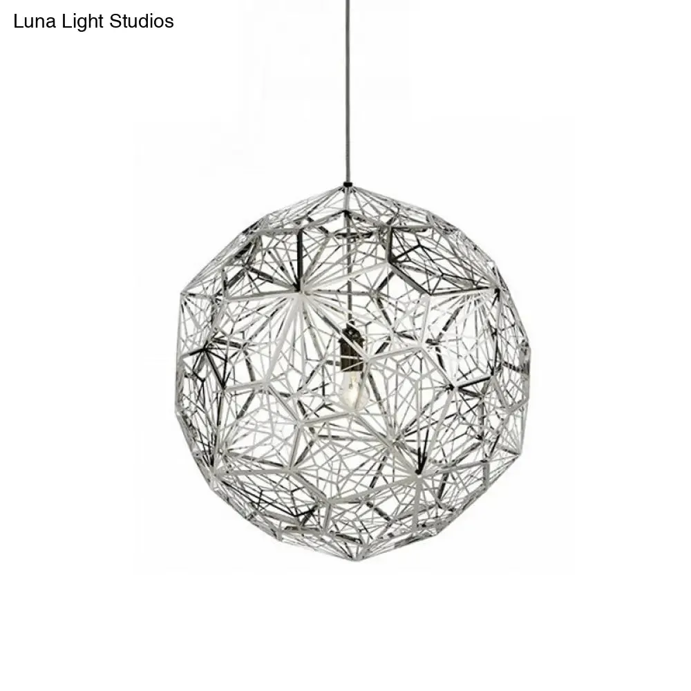 Modern Stainless Steel Rose Gold/Chrome Wire Sphere Pendant Light - Stylish Hanging Lamp Kit