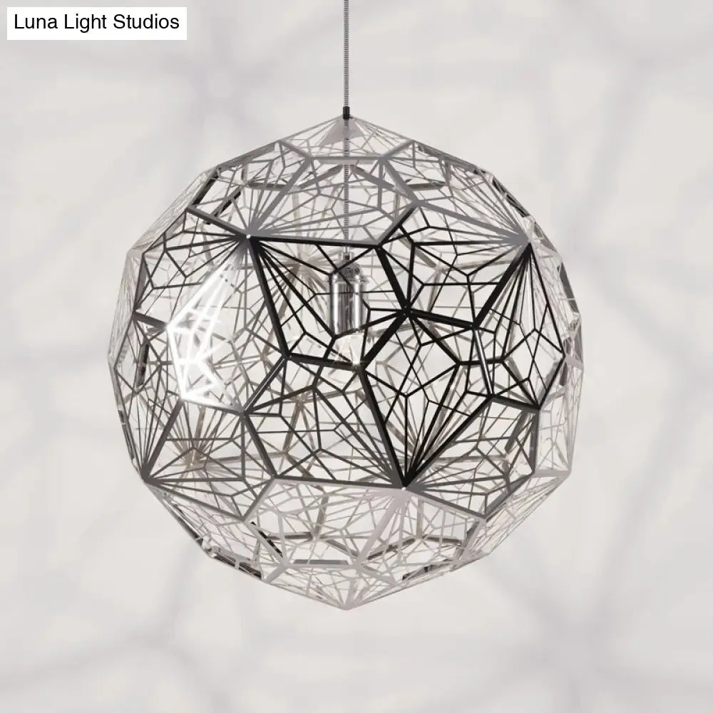 Modern Stainless Steel Rose Gold/Chrome Wire Sphere Pendant Light - Stylish Hanging Lamp Kit