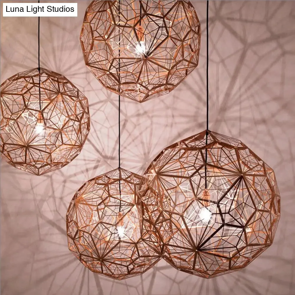 Modern Stainless Steel Rose Gold/Chrome Wire Sphere Pendant Light - Stylish Hanging Lamp Kit