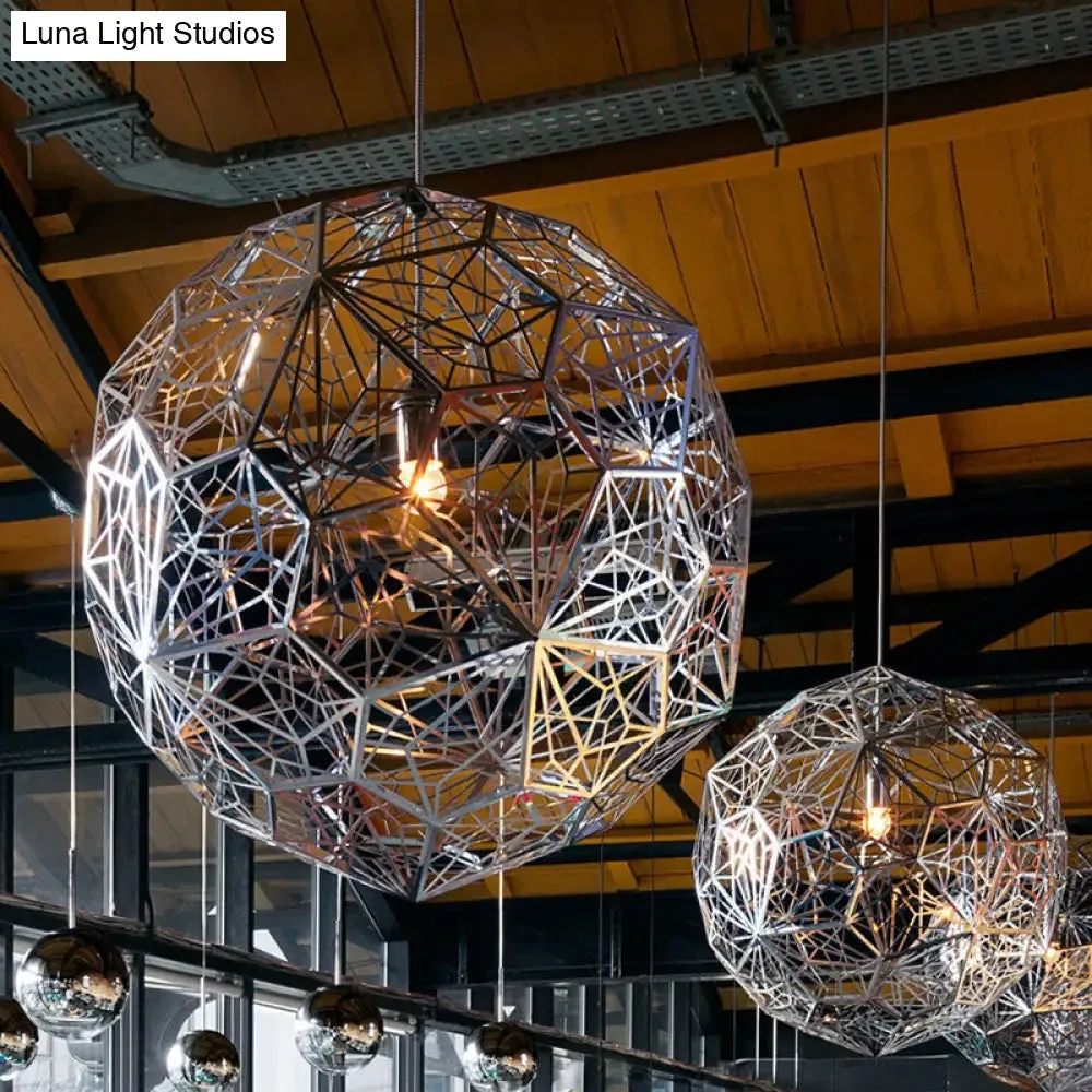 Modern Stainless Steel Rose Gold/Chrome Wire Sphere Pendant Light - Stylish Hanging Lamp Kit