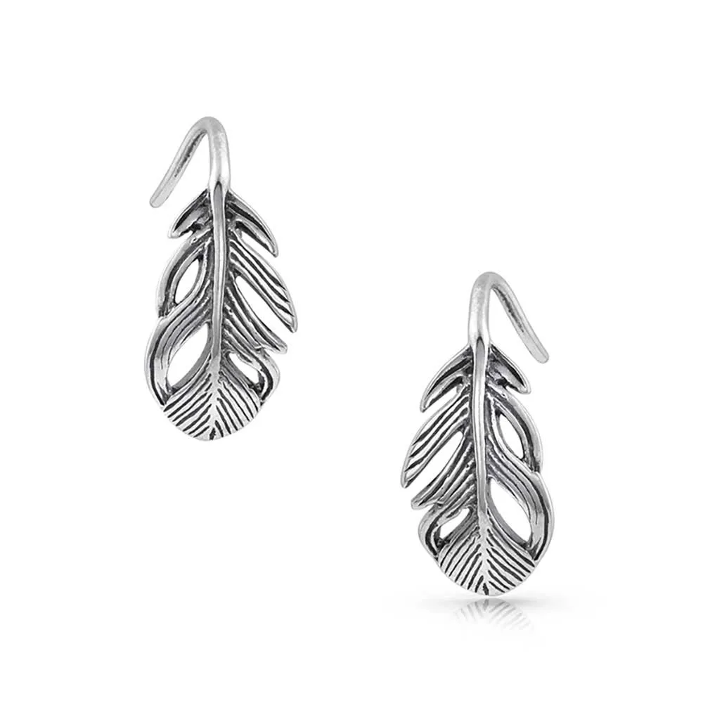 Montana Silversmiths Women's Tiny Feather Hook Earrings