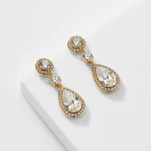 MULTI CZ FRAMED DROP EARRINGS