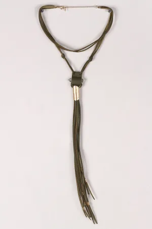 Mystic Vegan Leather Crystal Bolo Tie Choker