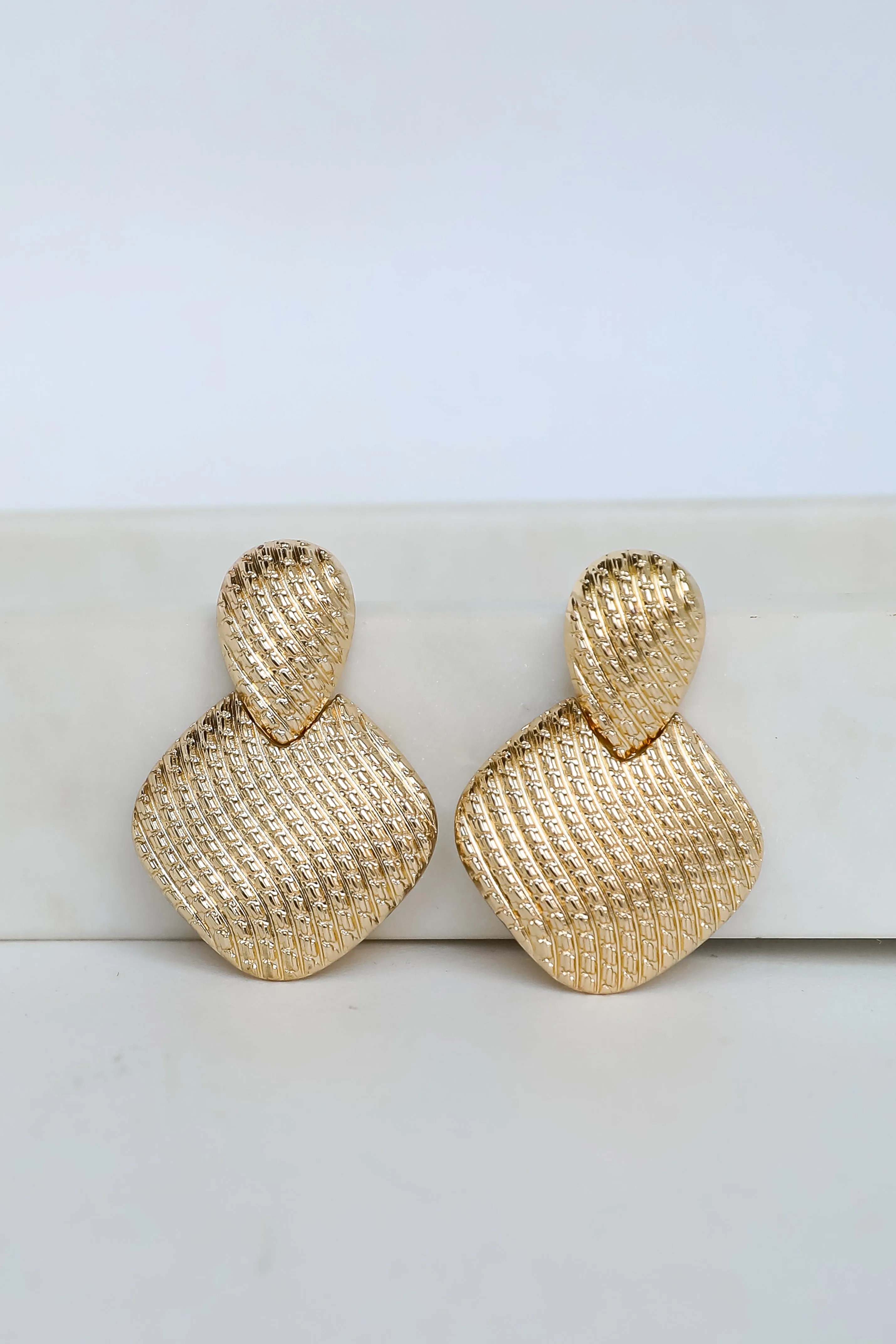 Natalie Gold Textured Statement Earrings