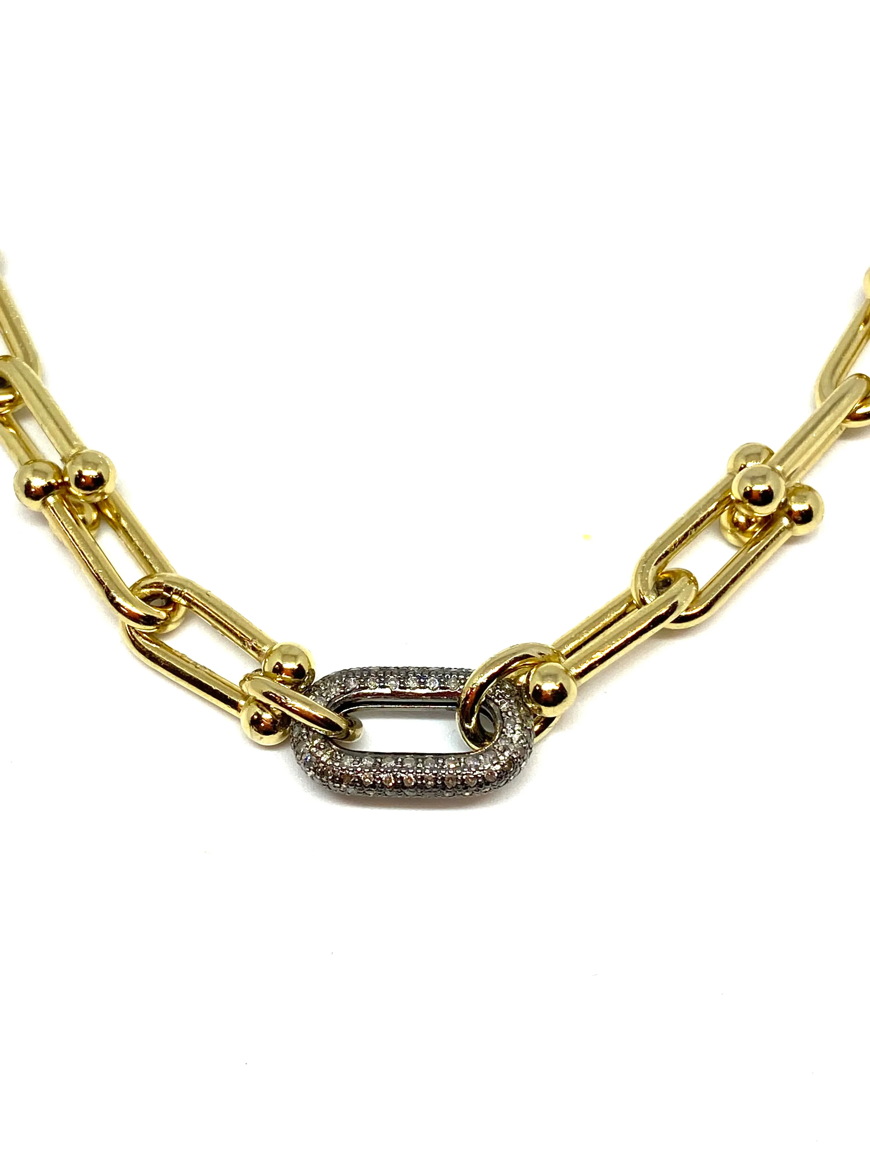 Nathan & Moe Gold Filled Chunky Chain with an Oxidized Diamond Link