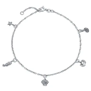 Nautical Charm Anklet Ankle Bracelet with Starfish Crab Seahorse and Seashell