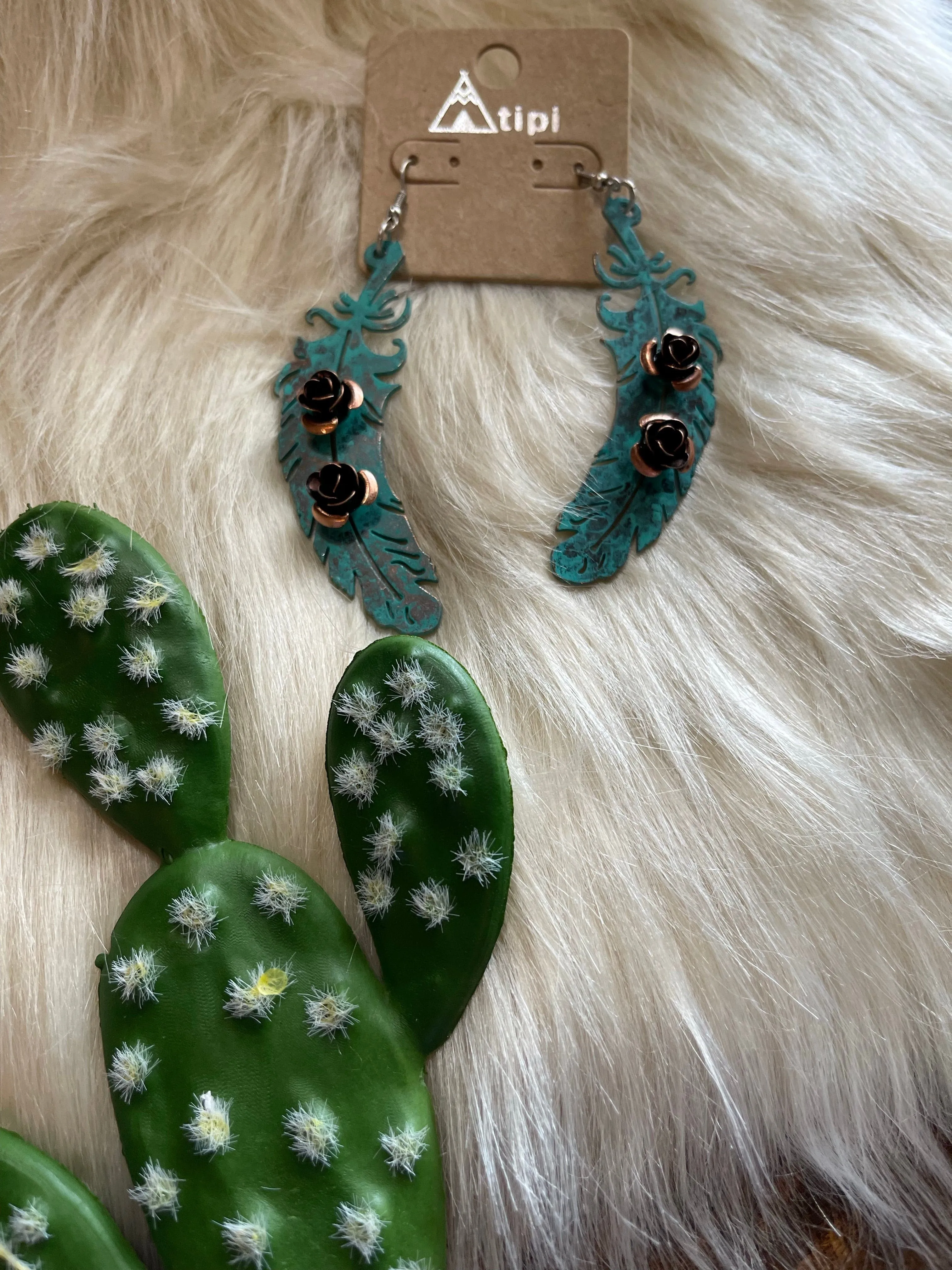 Navajo rose feather earrings