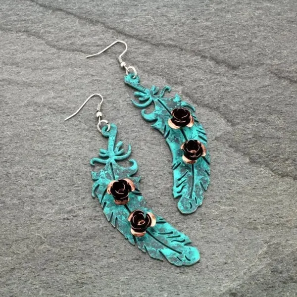 Navajo rose feather earrings