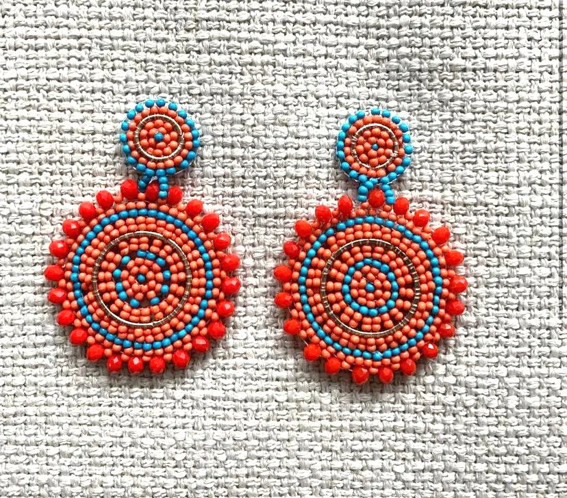 Orange Beaded Earrings