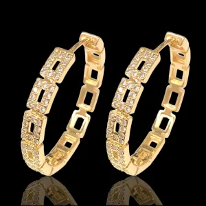 Oro Laminado Gold Filled Bologna Chic CZ Hoop Earrings