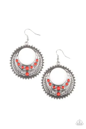 Paparazzi Earring ~ Boho Bliss - Red