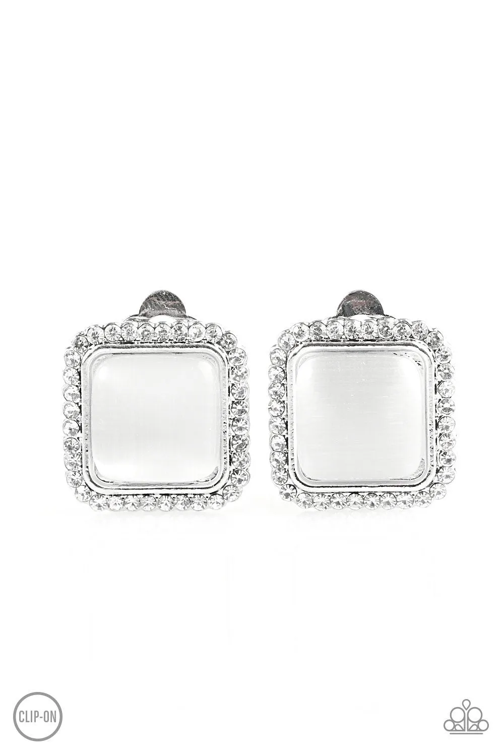 Paparazzi Earring ~ Cinderella Chic - White Clip-On