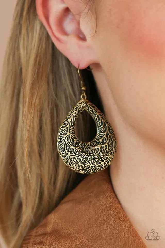 Paparazzi Earring ~ Flirtatiously Flourishing - Brass