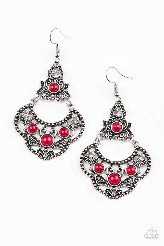 Paparazzi Earring ~ Garden State Glow - Red