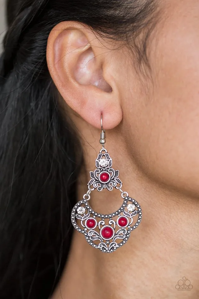 Paparazzi Earring ~ Garden State Glow - Red