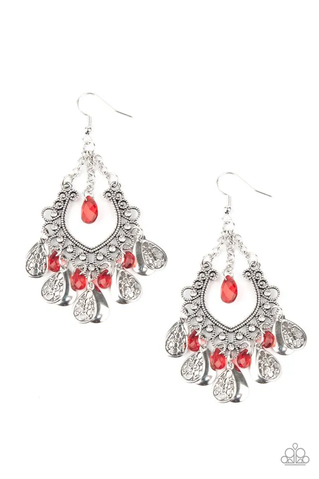 Paparazzi Earring ~ Musical Gardens - Red