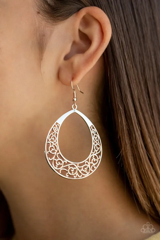 Paparazzi Earring ~ Vineyard Venture - Rose Gold