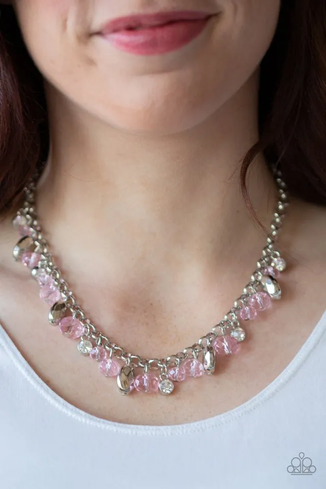 Paparazzi Necklace ~ Downstage Dazzle - Pink