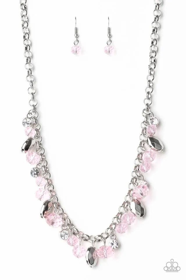 Paparazzi Necklace ~ Downstage Dazzle - Pink