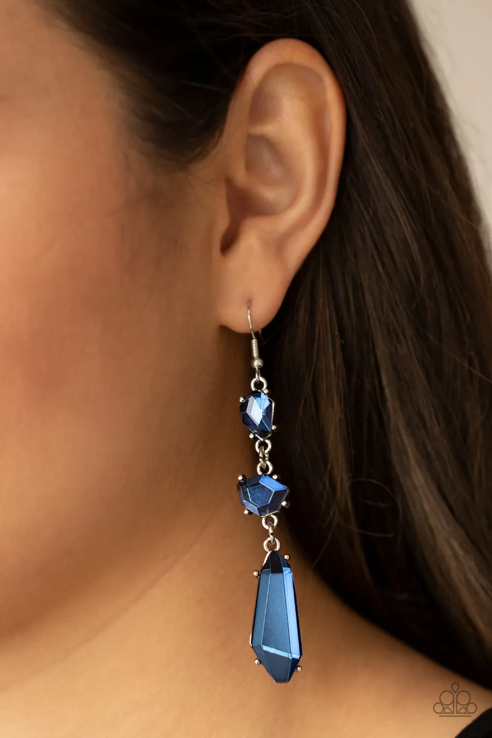 Paparazzi Sophisticated Smolder Blue Earrings