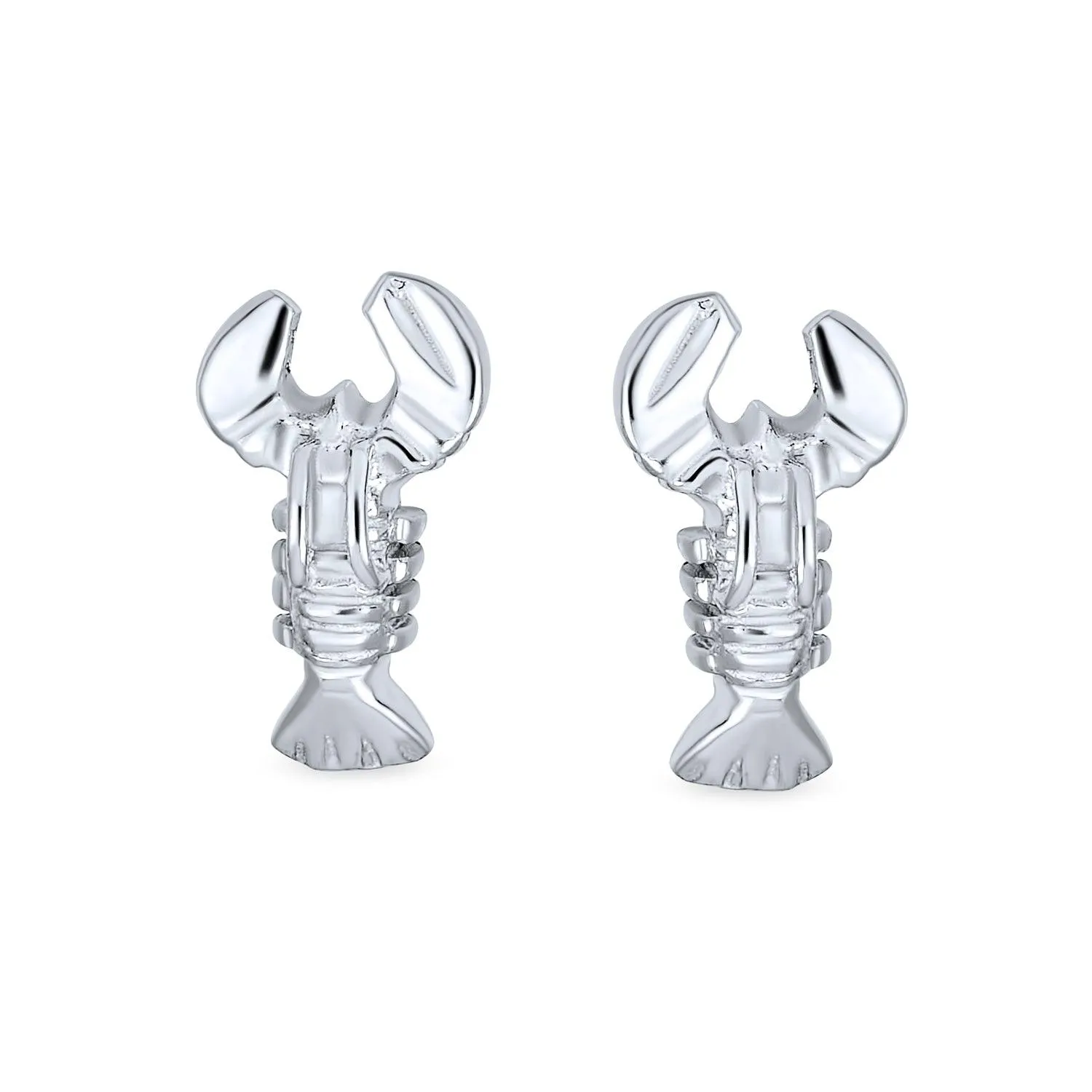 Petite Nautical Beach Vacation Lobster Stud Earrings in Sterling Silver