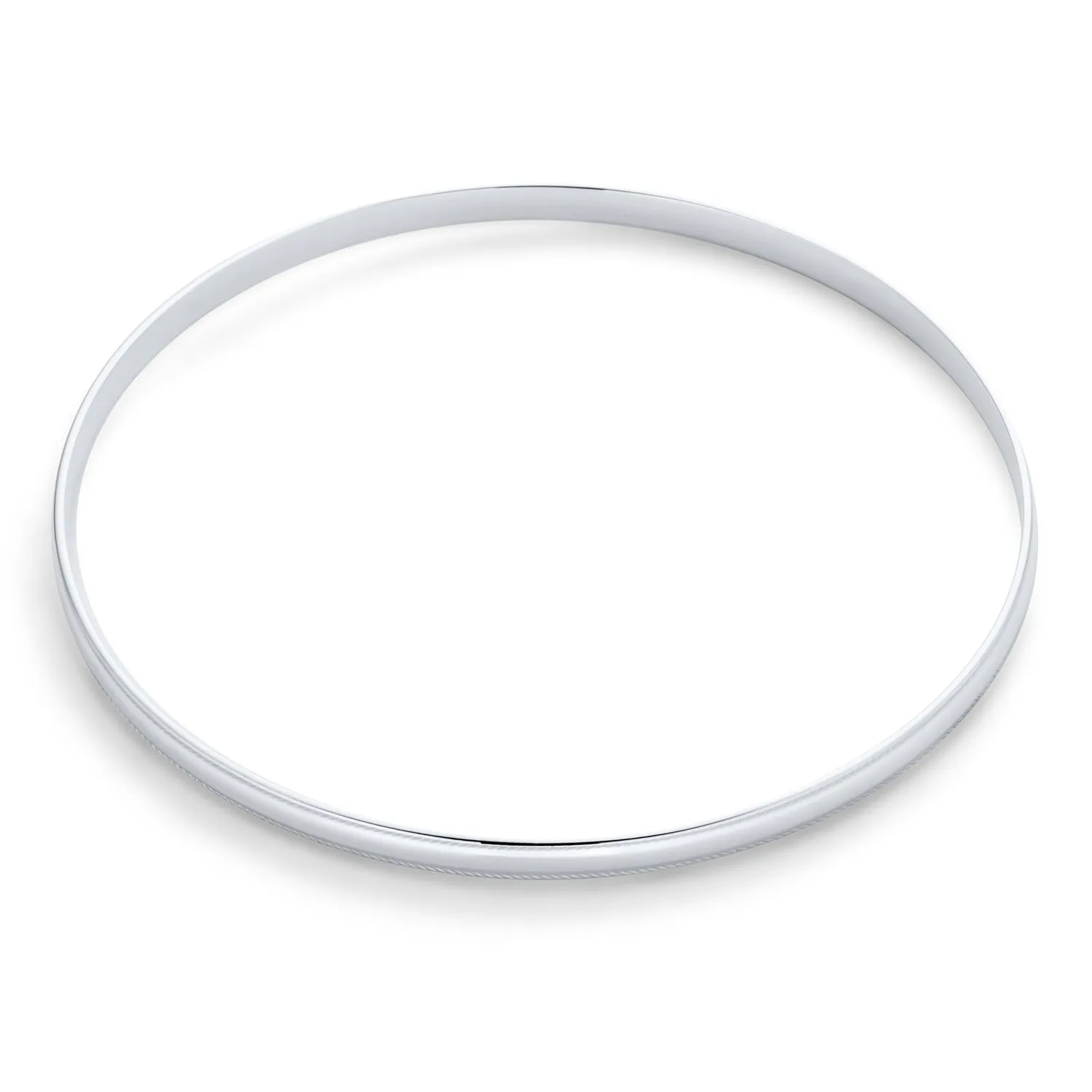 Plain Simple Sterling Silver Bangle Bracelet Set, 2-3MM, Round & Square Edges